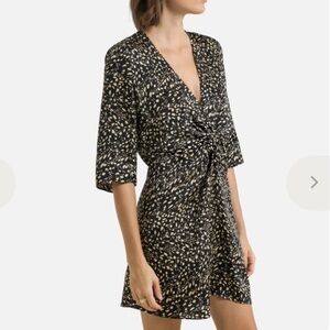 NWT ba&sh Erika Dress - Black and Cream - Deep V